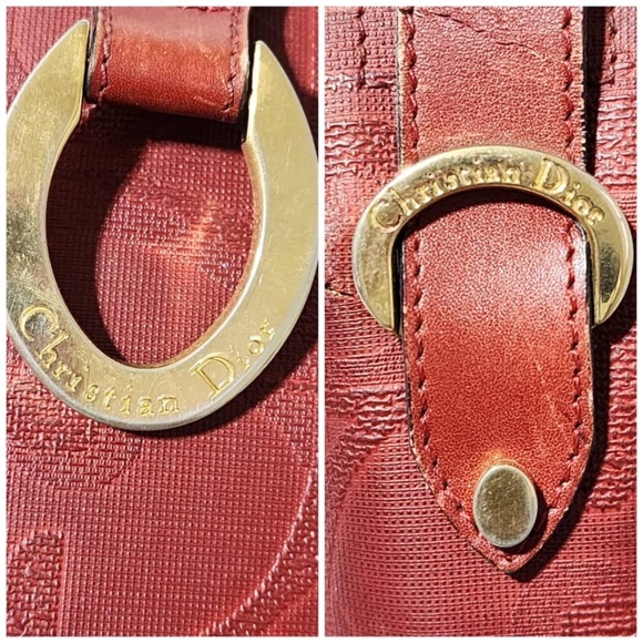 Authentic CHRISTIAN DIOR Vintage Trotter Pattern Crossbody Bag Wine - Picture 13 of 16